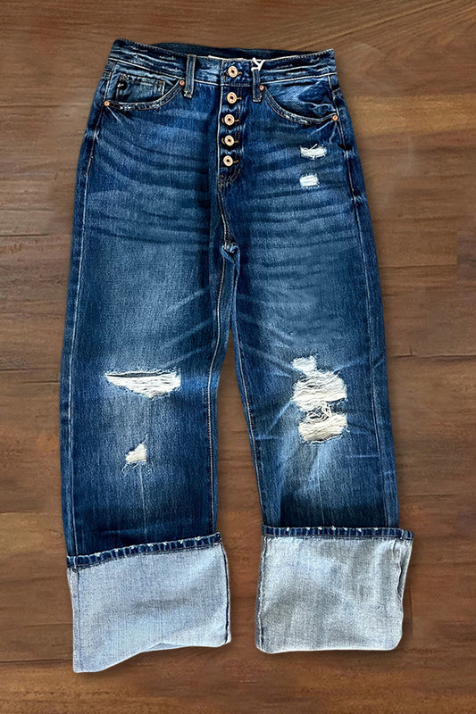 Unique Ripped High Waist Jeans