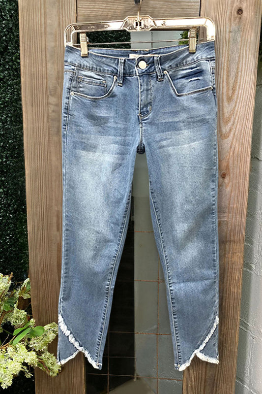 Casual Irregular Frayed Jeans